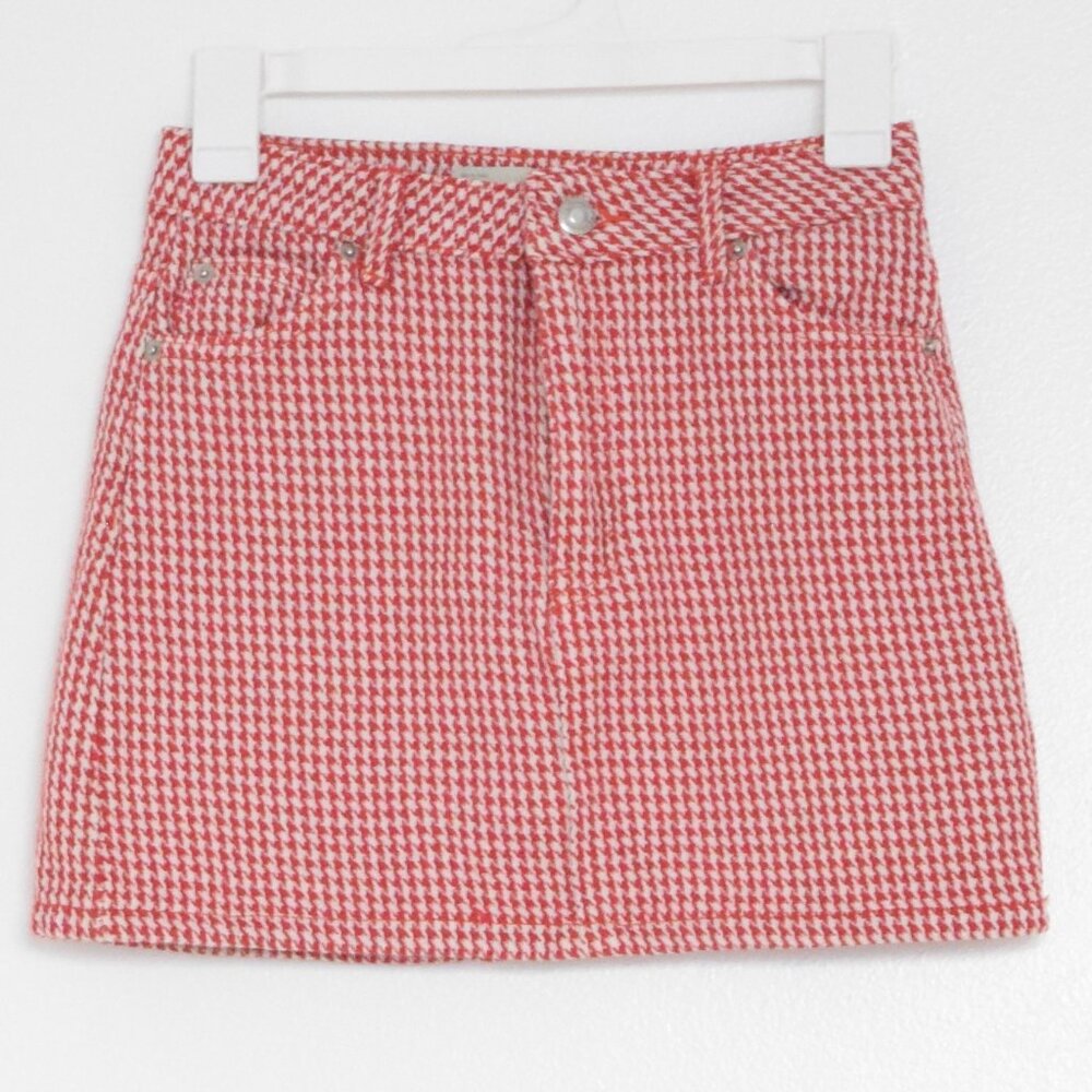 Topshop Red Houndstooth Miniskirt